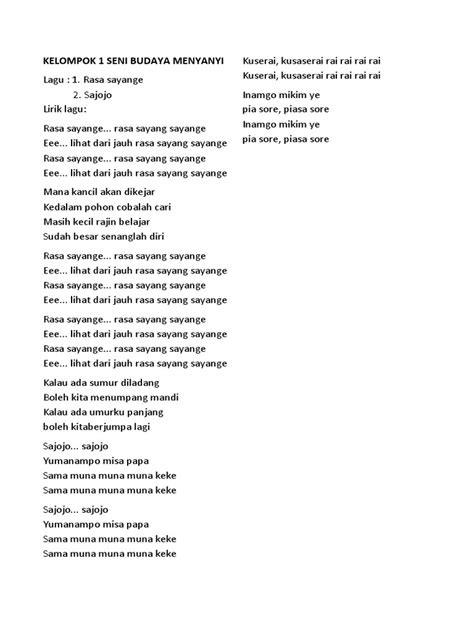 C ku hanya mencari em jalan yang terbaik am demi keutuhan g cinta kau dan aku f g bukannya maksudku em am memaksa dirimu. Lyrics Rasa Sayang ~ Lyrics Collection