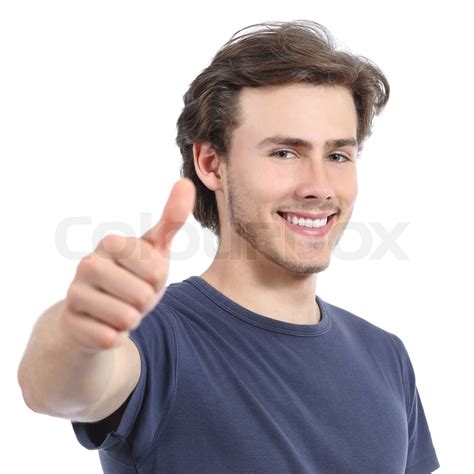 Happy Man With A Perfect White Smile And Thumb Up Stock Image Colourbox