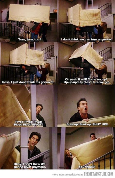 Google celebrates 25th anniversary of 'friends' with interactive easter eggs for. Pivot, pivot, pivot! | Friend jokes, Friends tv, Friends ...
