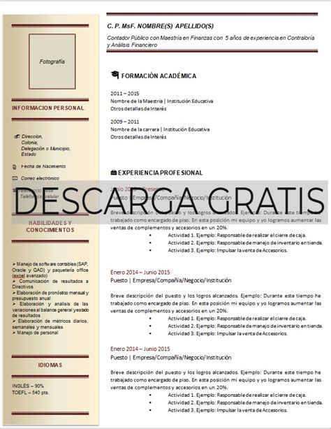 Curriculum Vitae De Contador Ejemplos Formatos Y Plantillas ¡gratis