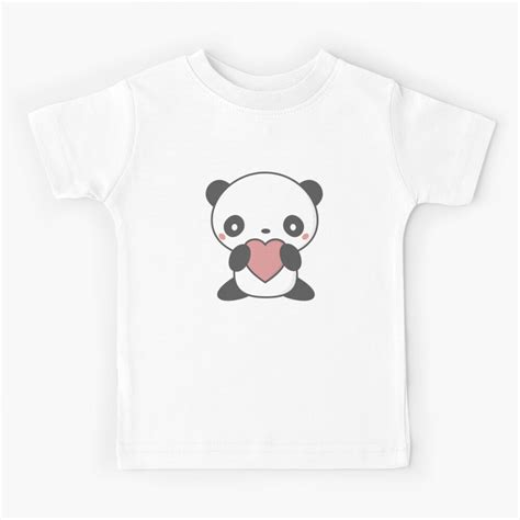 Kawaii Cute Panda With A Heart T Shirt Kids T Shirt For Sale By