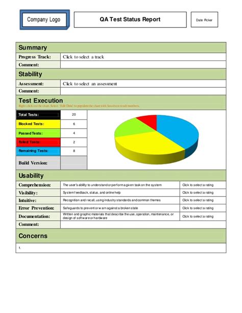 Qa Weekly Status Report Template 1 Templates Example Templates