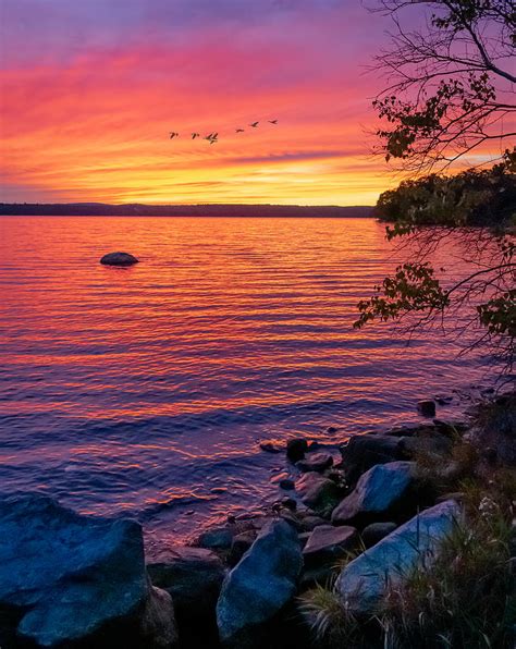 Autumn Sunset Lake Auburn Maine Photograph By Richard Plourde