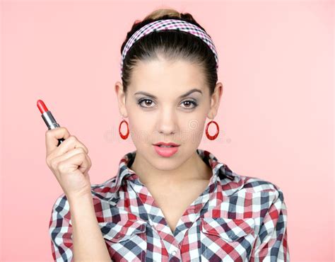 Pin Up Girl Stock Photo Image Of Hairstyle Eyes Expression 41393296