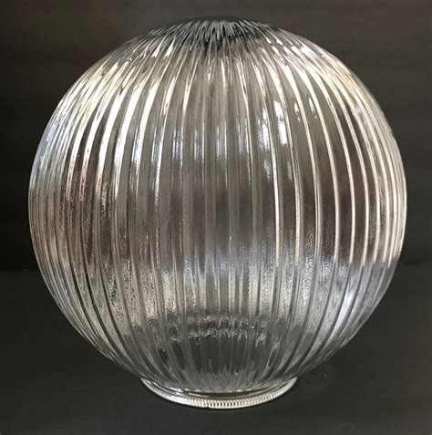 Large Clear Ribbed Glass Globe Lamp Shade Ceiling Light Lamp Etsy Globe Lamps Ribbed Glass