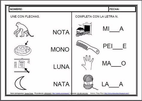 Fichas De La Letra N La Letra N Lecto Escritura Material De