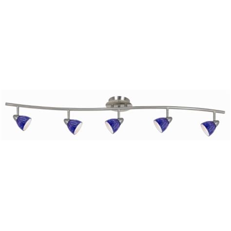 5 Light 120v Metal Track Light Fixture With Textured Shade Silver And