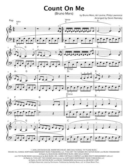 Count On Me Bruno Mars Easy Piano With Lyrics Simplified Rh Rhythm Free