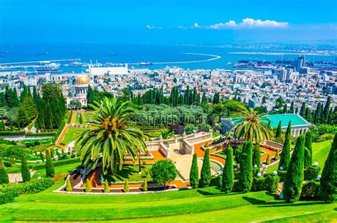 Aerial View Of Bahai Gardens In Haifa Israel Stock Image Image Of