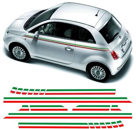 Zen Graphics Fiat 500 Italian Side Stripes Stickers Factory Fit