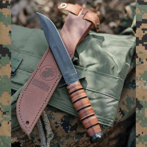 Ka Bar 1217 Full Size Usmc Fighting Knife 7 Plain Blade Leather