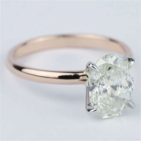 Metals available are 14k, 18k and platinum. Rose Gold Oval Diamond Engagement Ring (2 Carat)