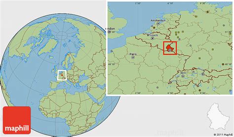 Shows points of interest and activity icons. Savanna Style Location Map of Luxembourg