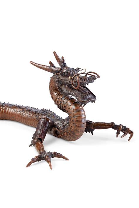 A Copper Articulated Sculpture Of A Dragon Meiji Taisho Period Early