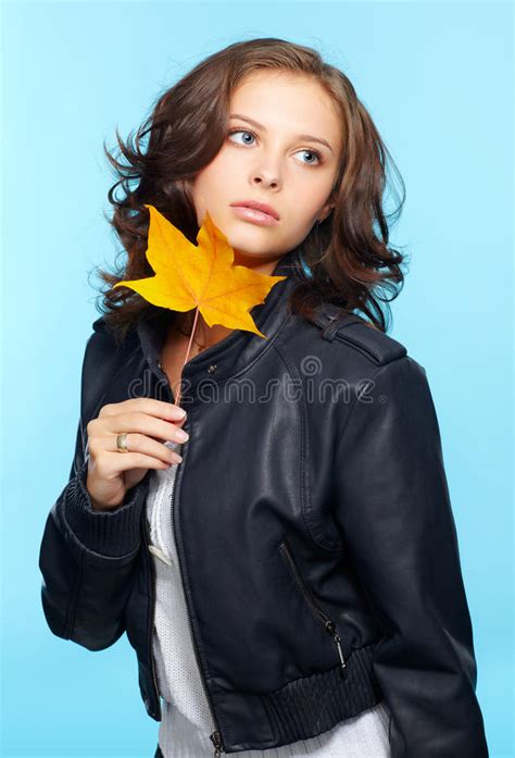 Girl In Leather Jacket Stock Image Image Of Hair Black 33140267