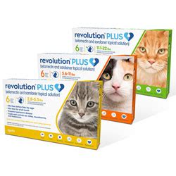 Revolution for cats and dogs is available in cartons containing 3 or 6 single dose tubes. Revolution PLUS for Cats