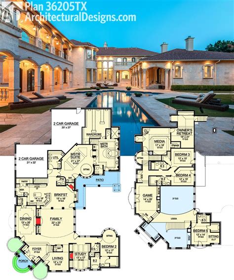 Plan 36205tx Two Story Master Retreat Mansion Floor Plan House