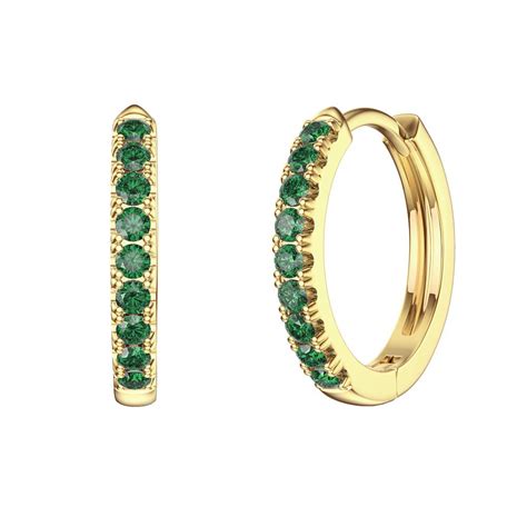 Charmisma Emerald 18ct Gold Vermeil Hoop Earrings Small Jian London