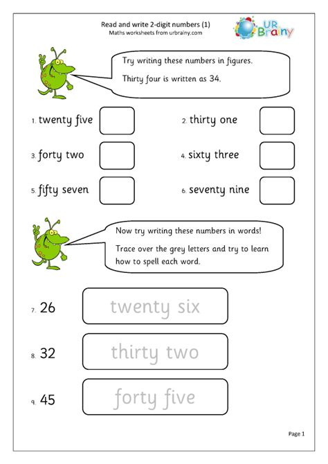 Read and write 2-digit numbers - Number and Place Value by URBrainy.com