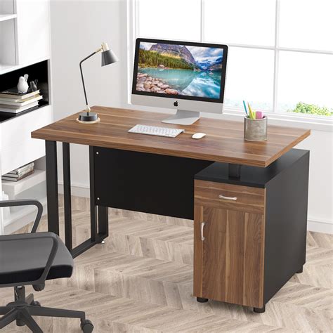 Tribesigns 47 Inch Computer Desk With Drawers And Storage Cabinet