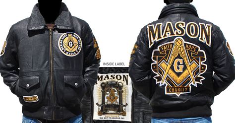 Mason Leather Jacket Jackets Masonic Apparel Leather Bomber Jacket