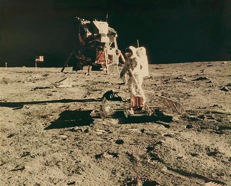 Nasa Astronaut Buzz Aldrin Conducts Lunar Experiments On Moon Apollo