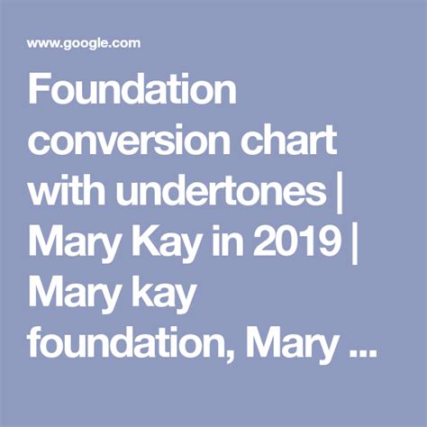 Foundation Conversion Chart With Undertones Mary Kay In 2019 Mary