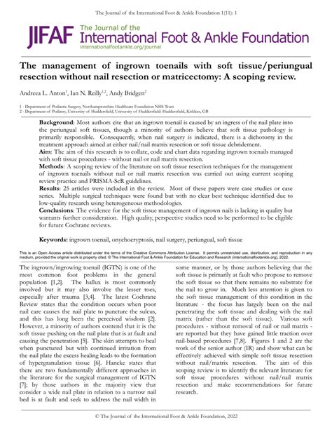 Pdf The Management Of Ingrown Toenails With Soft Tissueperiungual