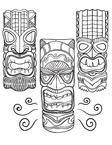 Printable Tiki Mask Coloring Page Free Pdf Download At Sketch Coloring