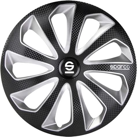 Sparco Jeu D Enjoliveurs Sicilia Inch Noir Argent Carbon