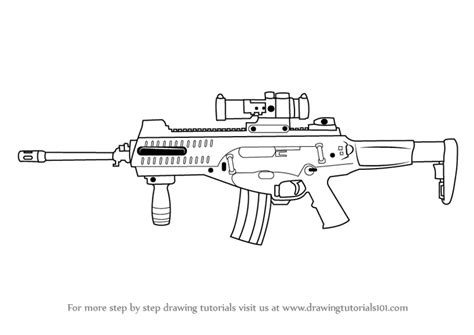 How To Draw A Beretta Arx 100 Assault Rifle Rifles Step By Step