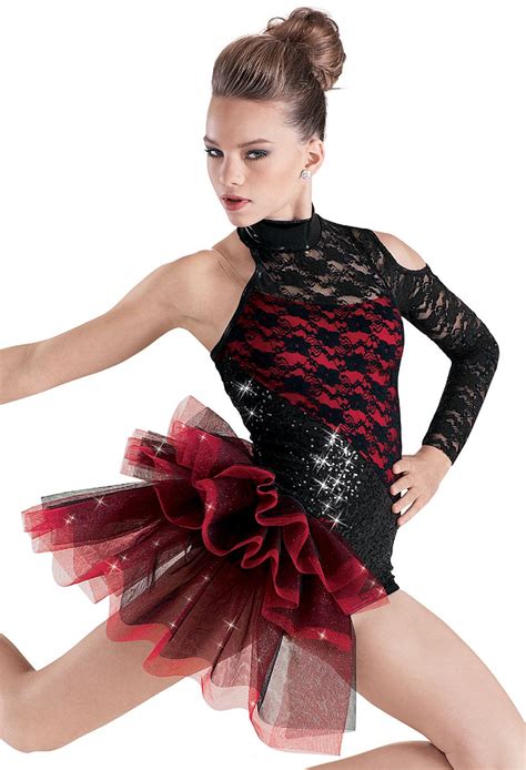 Weissman™ Sequin Lace Side Bustle Biketard Cute Dance Costumes Tap Costumes Ballet Costumes