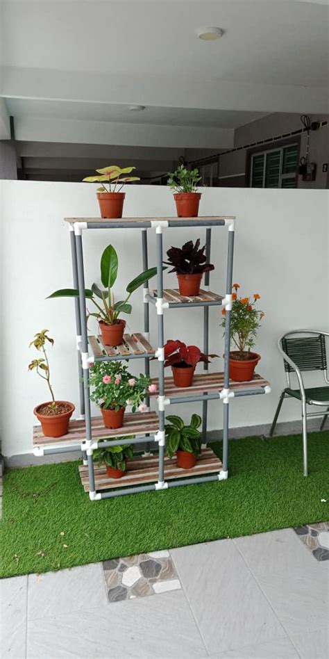 DIY Rak Pokok Bunga Dari Paip PVC, Sesuai Untuk Pasu Yang ...
