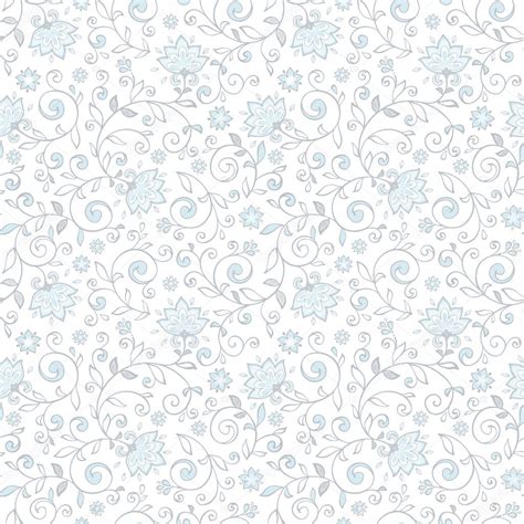 Ornamental Floral Seamless Pattern Delicate Light Blue And Grey