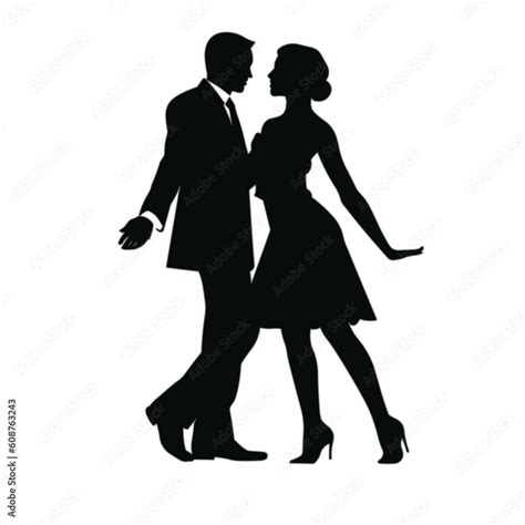 Black Silhouette Couple Dancing Logo Design Vector Stock Vektorgrafik