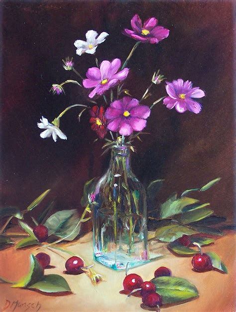 Donna Munsch Fine Art Original Oil Painting Cosmos Wild Flowers