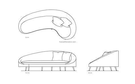 Curved Sofa Elevation Cad Block Awesome Home