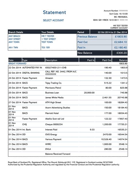 24 Free Personal Bank Statement Templates Word Excel
