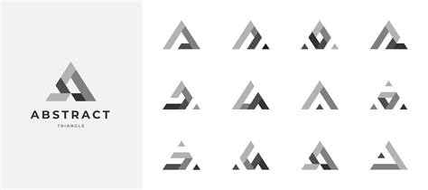Set Of Abstract Triangle Grayscale Logo Design Vector Art At Vecteezy