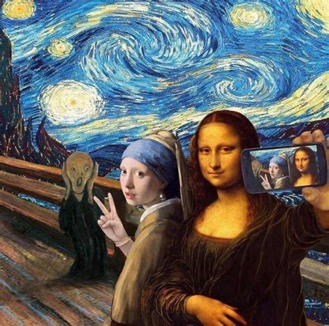Mona Lisa Starry Night Selfie Modern Mona Lisa