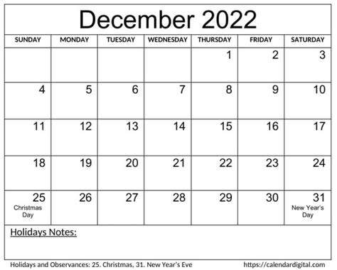 Printable December 2022 Calendar Word Excel And Pdf