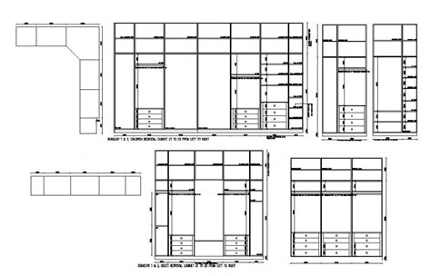 Wooden Wardrobe Elevation And Section Cad Drawing Details Dwg File