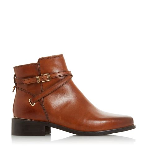 Dune Peper Low Block Heel Ankle Boots In Tan Brown Lyst