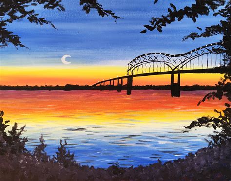 City Bridge At Sunset Paint Nite Event