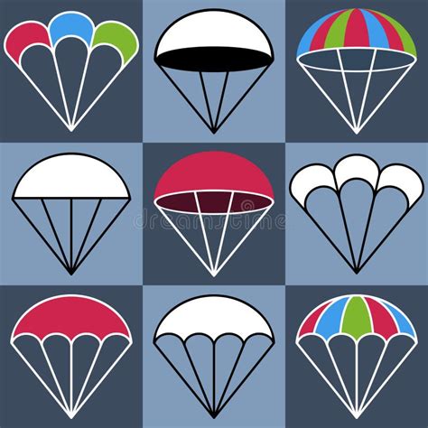 Colored Parachute Icons Set Vector Illustration Stock Vector