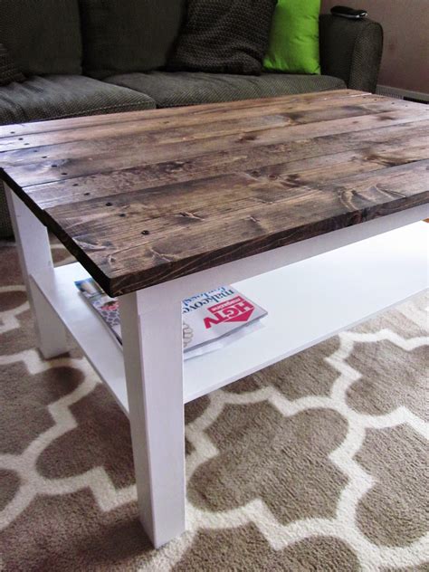 Its A Long Story Coffee Table Makeover Wood Plank Table Top Ikea Hack