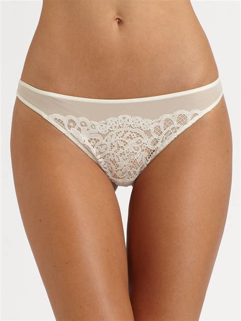 La Perla Flower Lace Thong In Natural Lyst