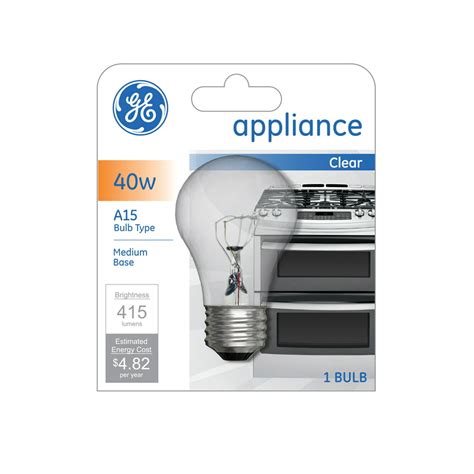 Ge Incandescent 40 Watt Soft White Clear A15 Appliance Light Bulb