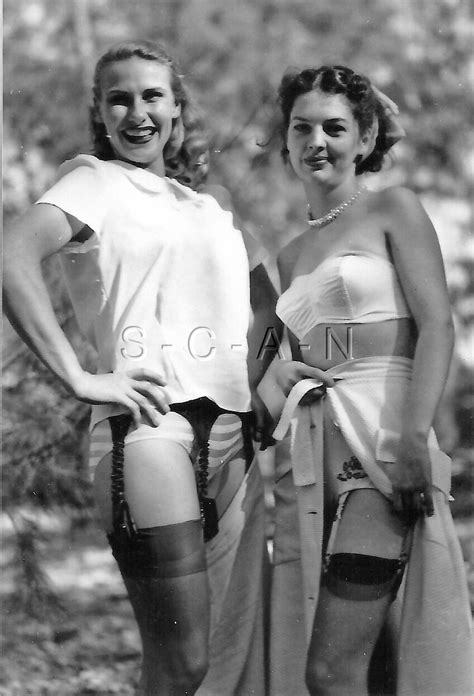 1940s 60s 4 X 6 Repro Risque Pinup RP Two Women In Panties Garter