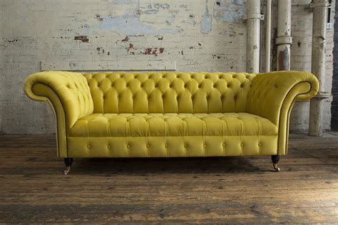 Vintage velvet sofas yellow colours.browse our wide range of leather sofas online here at old boot. British Handmade Bright Yellow Velvet 3 Seater Chesterfield Sofa (With images) | Velvet ...